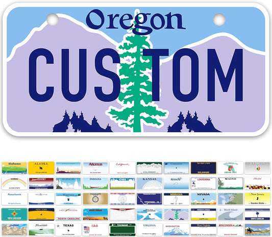 Mini License Plates, Personalized License Plates, Custom for Car, Bikes, ATV, Kids Car, Golf Cart, Jeep, 2x4 Inch, Rust-Free Fade Resistant Aluminum, USA Made by My Sign Center (Oregon)