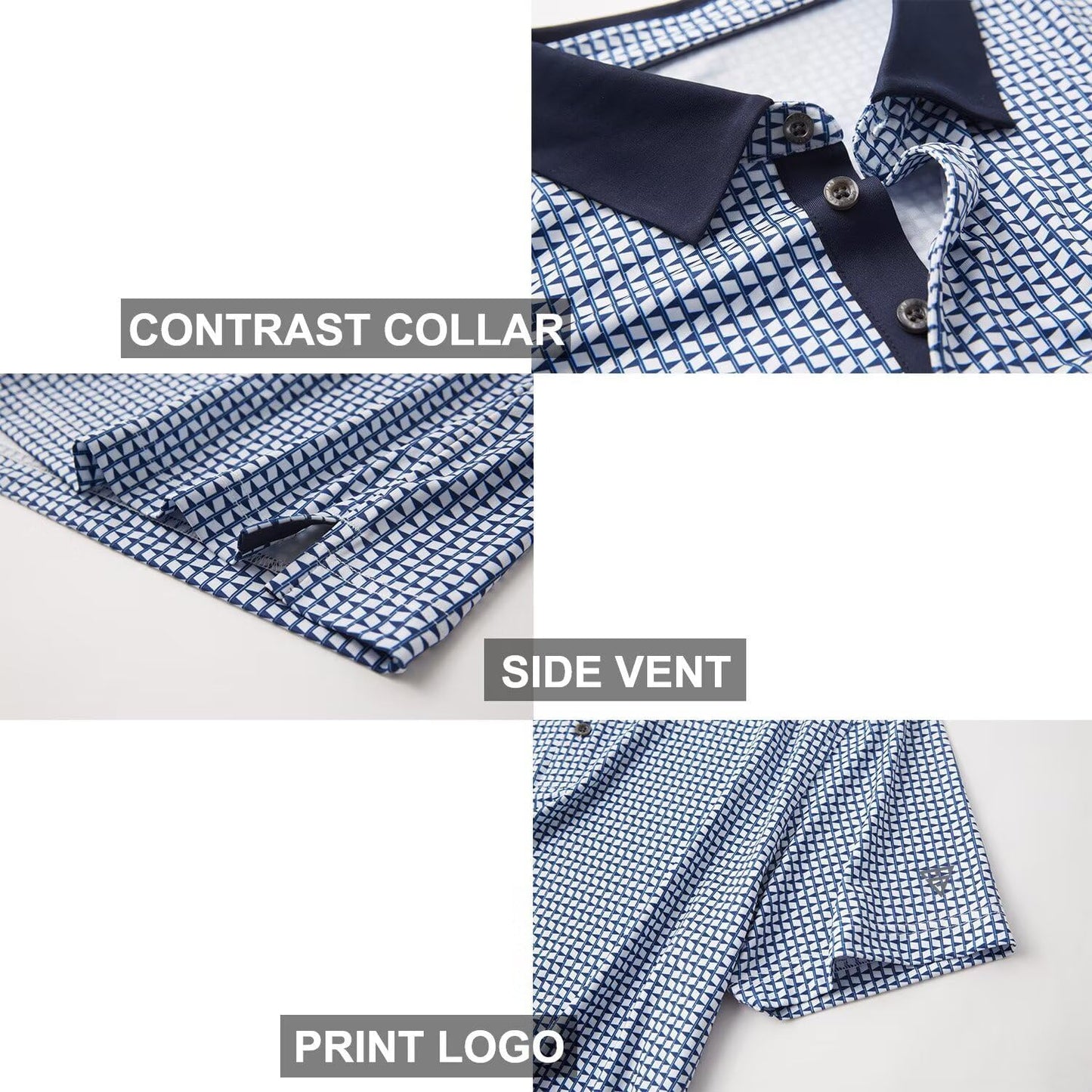 Golf Shirts for Men Dry Fit Short Sleeve Print Performance Moisture Wicking Polo Shirt