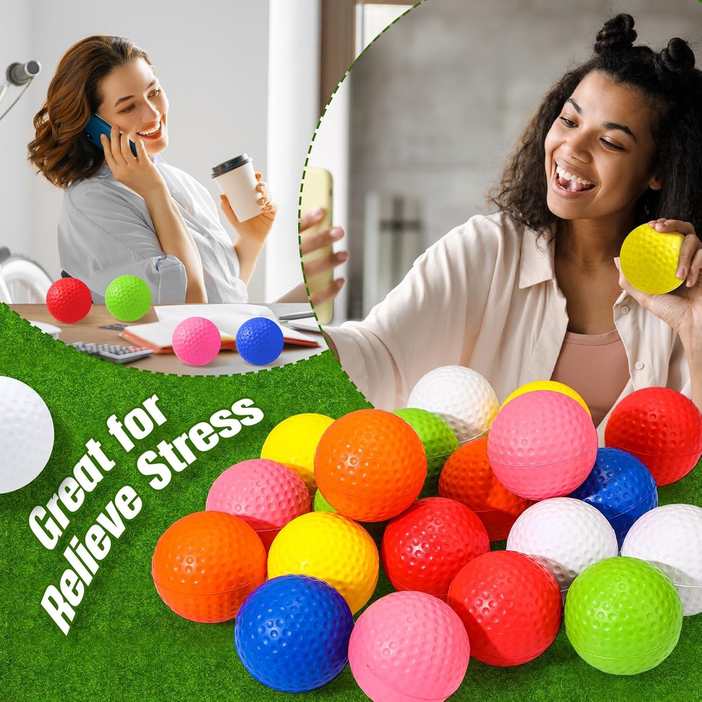 Libima 20 Pcs Mini Golf Stress Ball Bulk 2.5 Inch Foam Practice Balls Stress Relief Sports Ball with Storage Bag for Golf Birthday Party Favors Carnival Reward Gift
