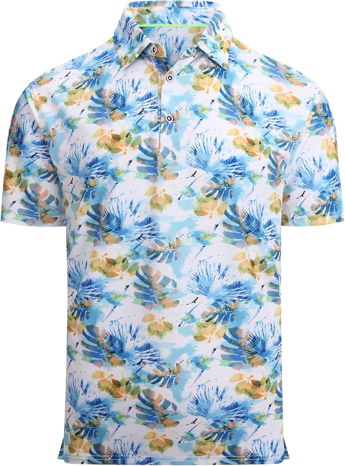 Alex Vando Mens Hawaiian Golf Shirt Moisture Wicking Digital Print Golf Shirts for Men