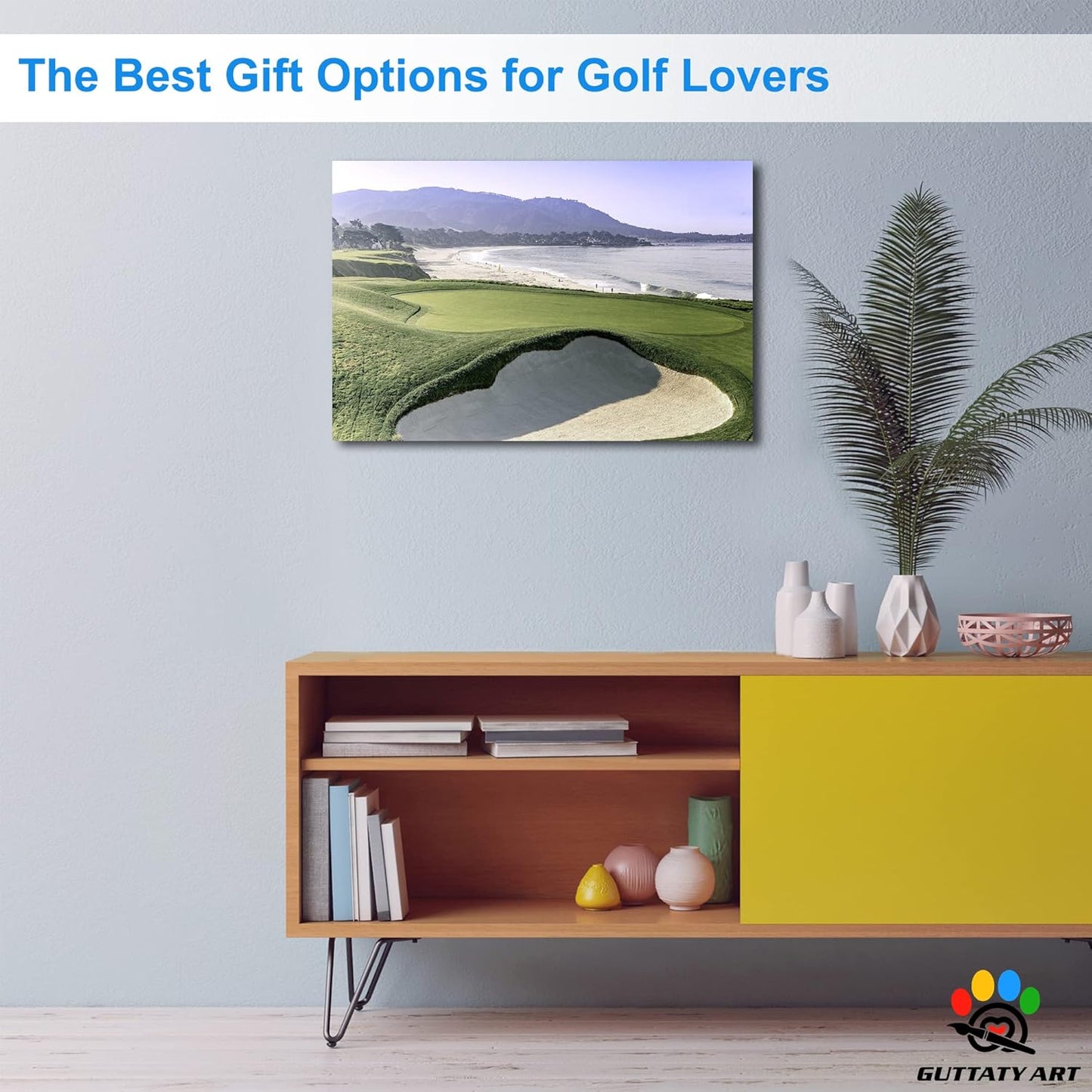 GUTTATY Golf Course Wall Art, Golf Pictures Posters Canvas Print Wall Decor for Golfer's Man Cave Home Ofice Ready to Hang (24x36 Inches)