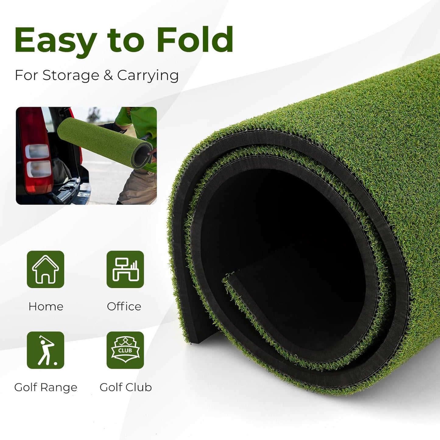 Tangkula Golf Hitting Mat, Artificial Turf Mat for Indoor/Outdoor Golf Practice Includes 2 Rubber Tees & 2 Alignment Sticks, Golf Training Mat for Home Backyard Garage