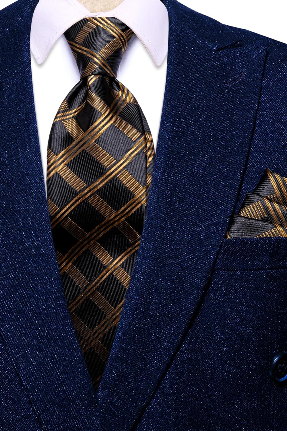 Dubulle Mens Paisley Striped Tie WOVEN Necktie for Men and Handkerchief Cufflinks Set Wedding Formal Business