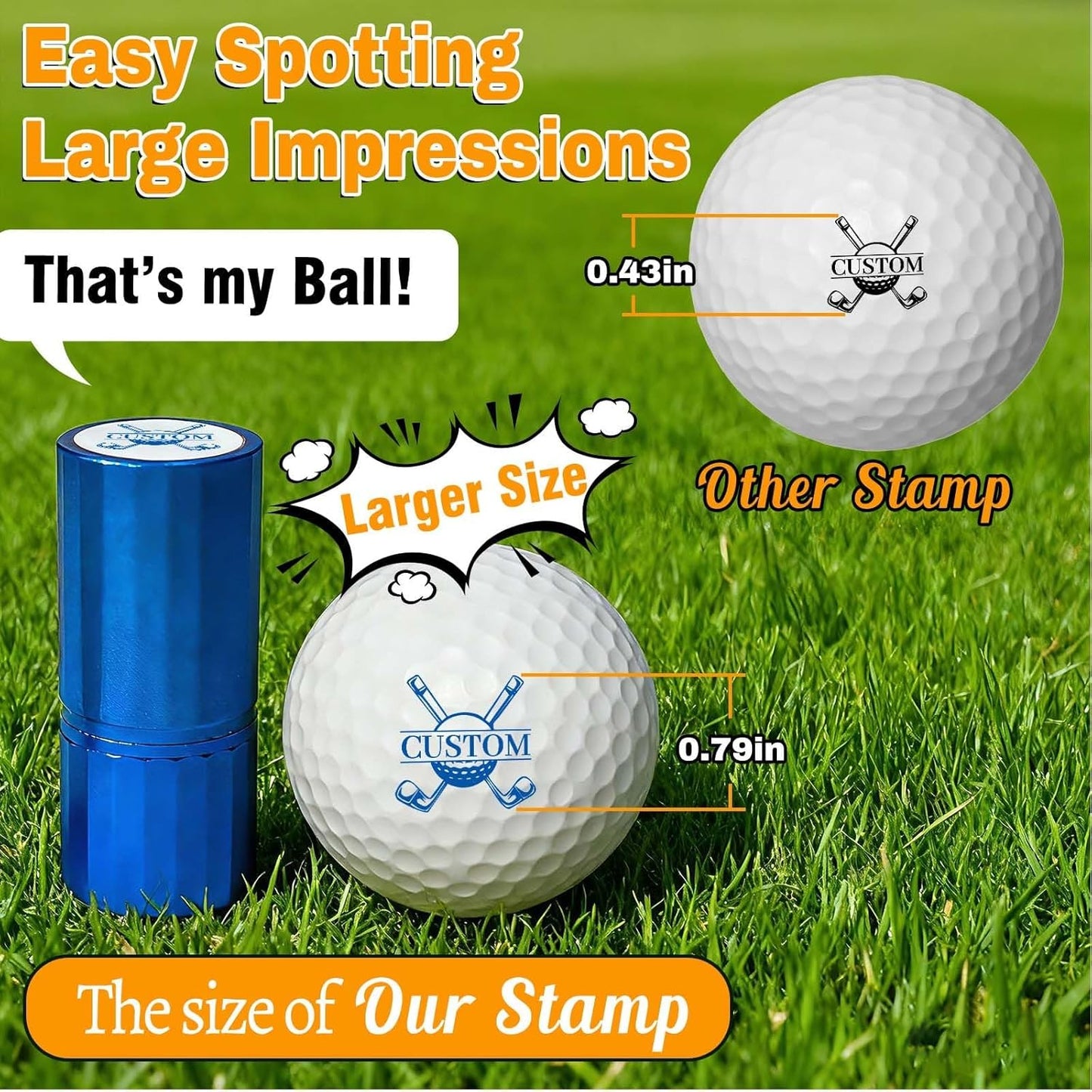 Lihome Golf Ball Stamp Personalized - Durable Waterproof Reusable Ink Stamper, Custom Golf Gift for Men, Dad, Retirement, Father's Day, Birthday & Christmas
