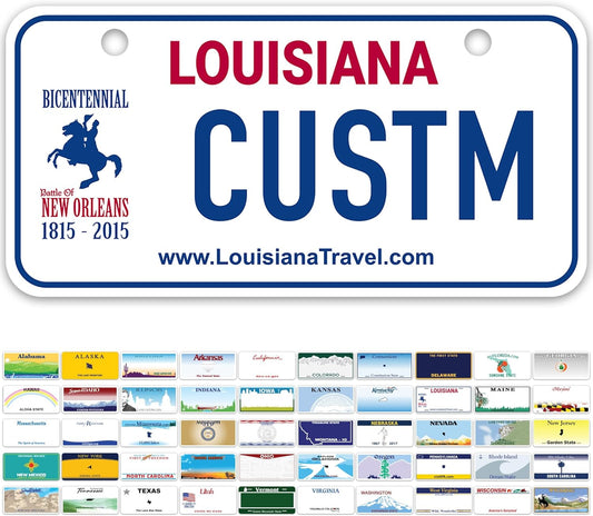 Mini License Plates, Personalized License Plates, Custom for Car, Bikes, ATV, Kids Car, Golf Cart, Jeep, 2x4 Inch, Rust-Free Fade Resistant Aluminum, USA Made by My Sign Center (Louisiana)