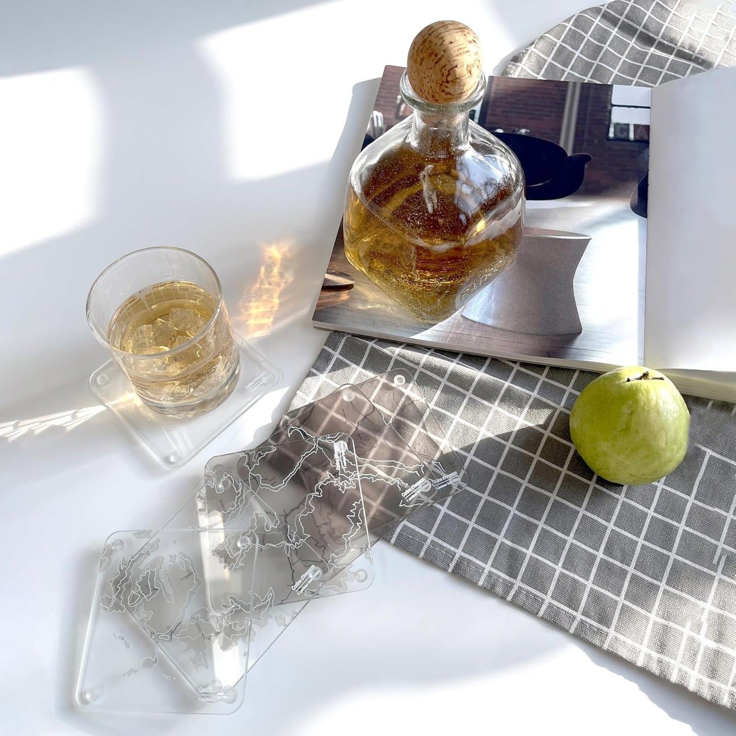 Cortina d'Ampezzo, Italy 3D Contour Map Glass Drink Coasters of Mountains, Ski Resort, Set of 6 with Holder, Housewarming Birthday Gifts, Home Decor