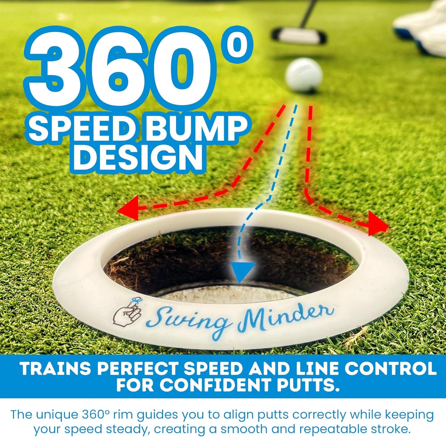Swing Minder Speed Trap Putting Ring – Precision Golf Putting Disc for Indoor & Outdoor Golf Putting Practice – Standard 4.25” Golf Putting Rings as Putting Target for Golfers