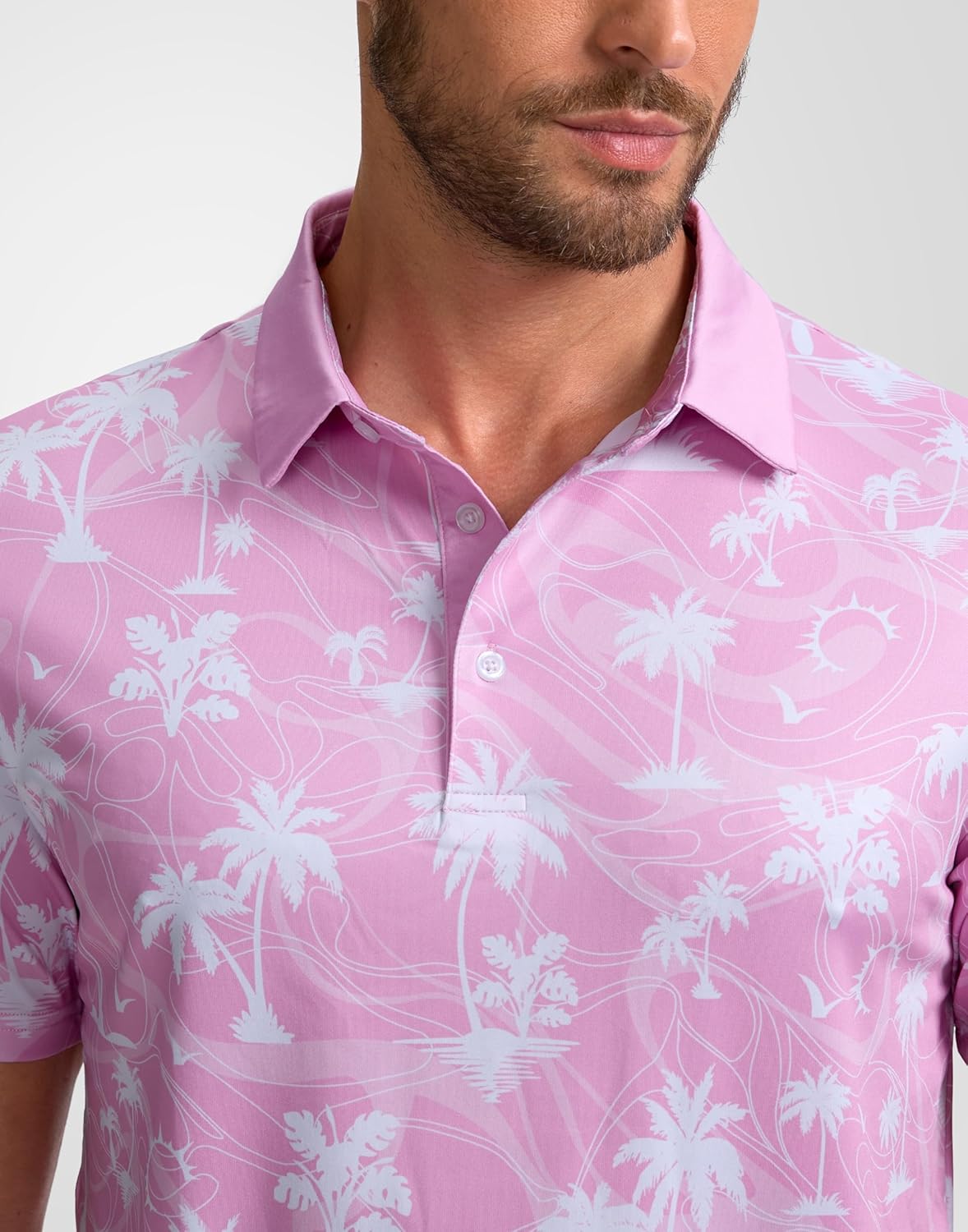 Obla Mens Golf Polo Shirts Short Sleeve Dry Fit Performance Moisture Wicking Casual Print Collared Golf Shirts for Men