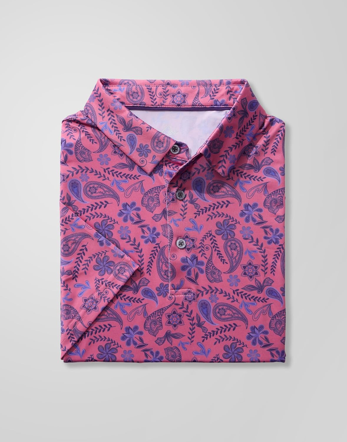 Obla Mens Golf Polo Shirts Short Sleeve Dry Fit Performance Moisture Wicking Casual Print Collared Golf Shirts for Men