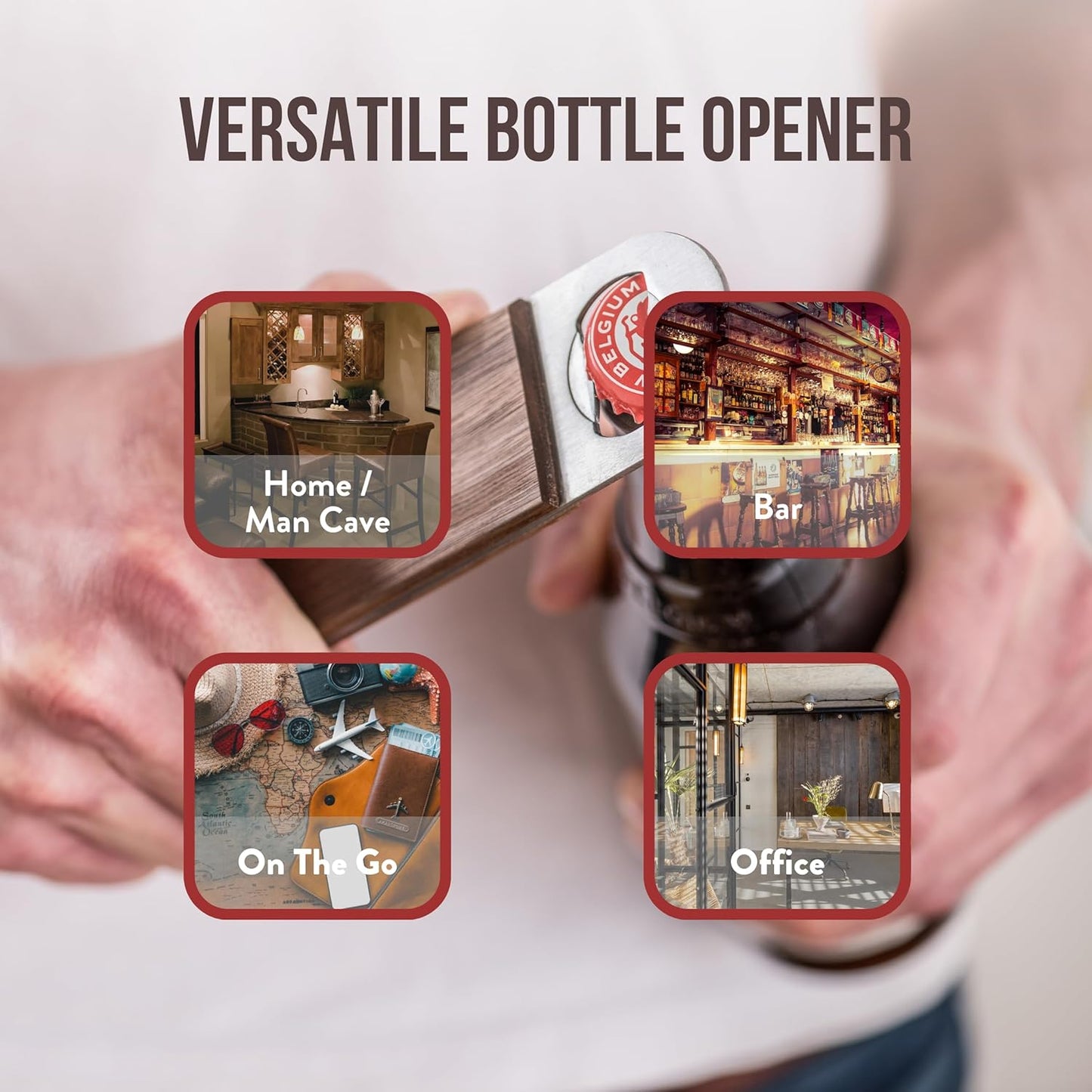 Handheld Bar Blade Bottle Opener | Customizable Flat Beer Cap Bottle Opener | Bartender or Home Tool | Heavy Duty Stainless Steel & Walnut | Custom Engraving Available | 7” x 1.5”