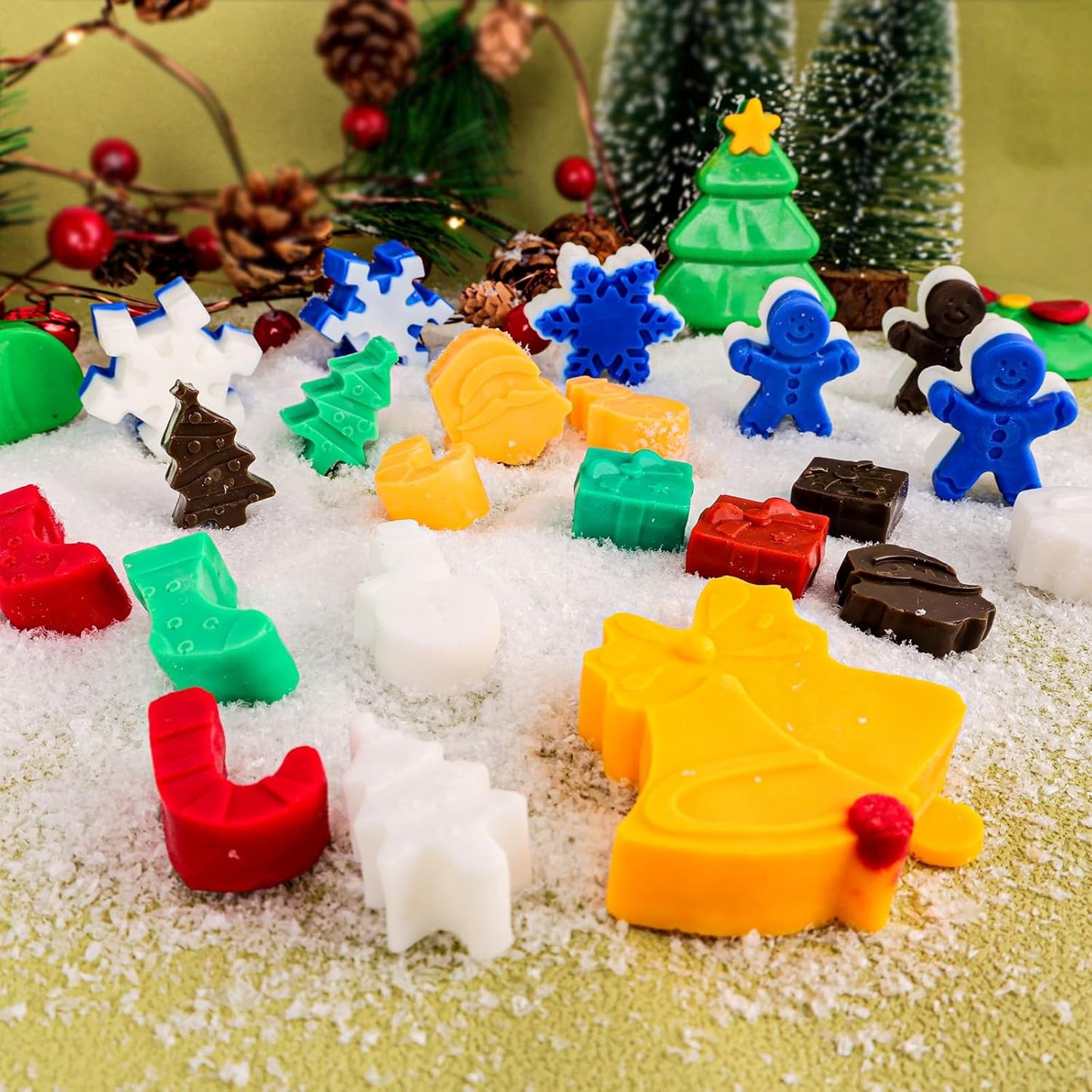 Christmas Silicone Molds Christmas Chocolate Molds Candy Molds for Baking Sweet Treats,Cake Xmas Gift Handmade Soap Candles with Shape of Christmas Tree, Santa Head Party Decoration Red,Green,Blu