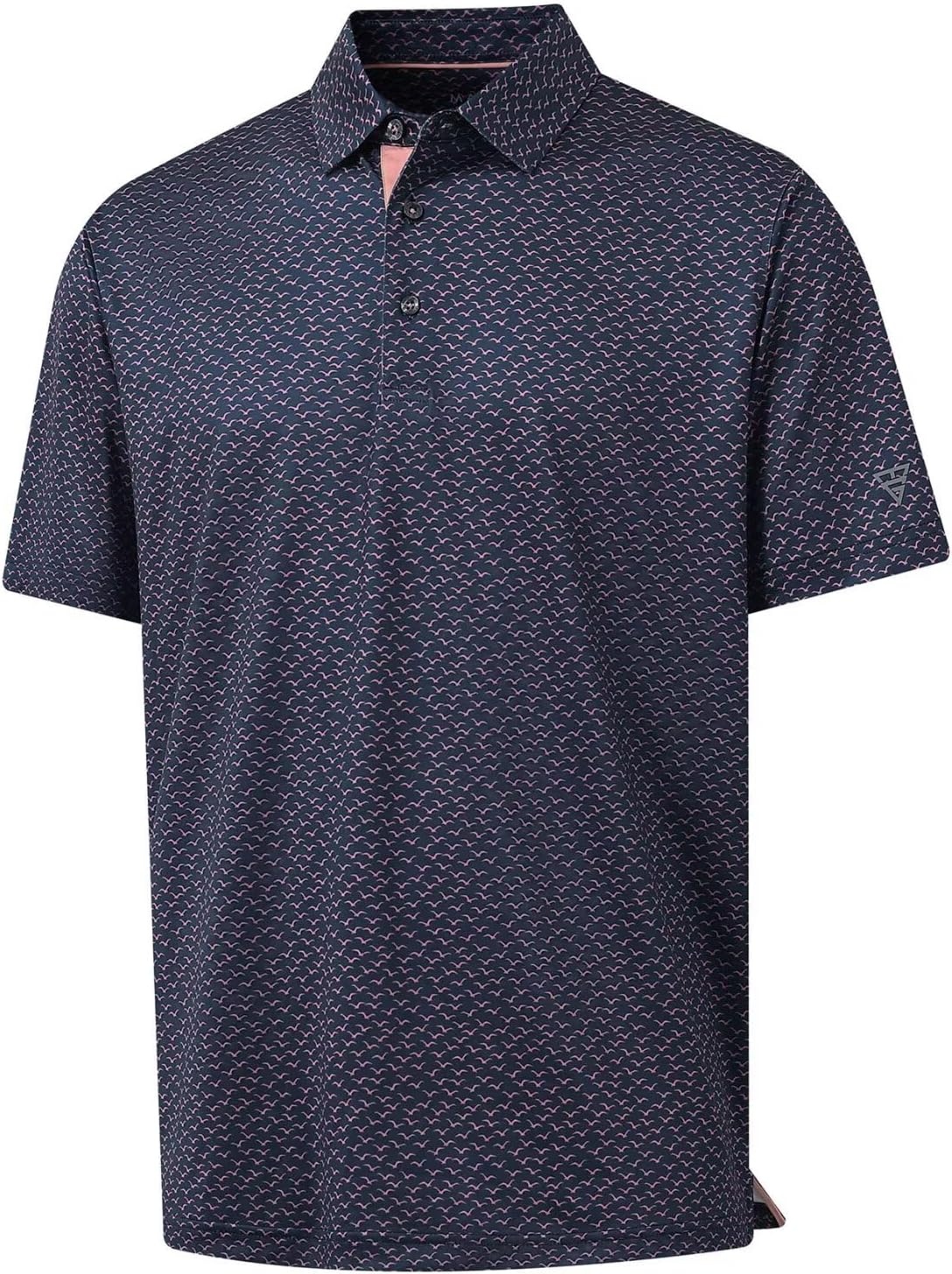 M MAELREG Mens Golf Shirt Short Sleeve Dry Fit Print Moisture Wicking Performance Patterns Collared Polo Shirt