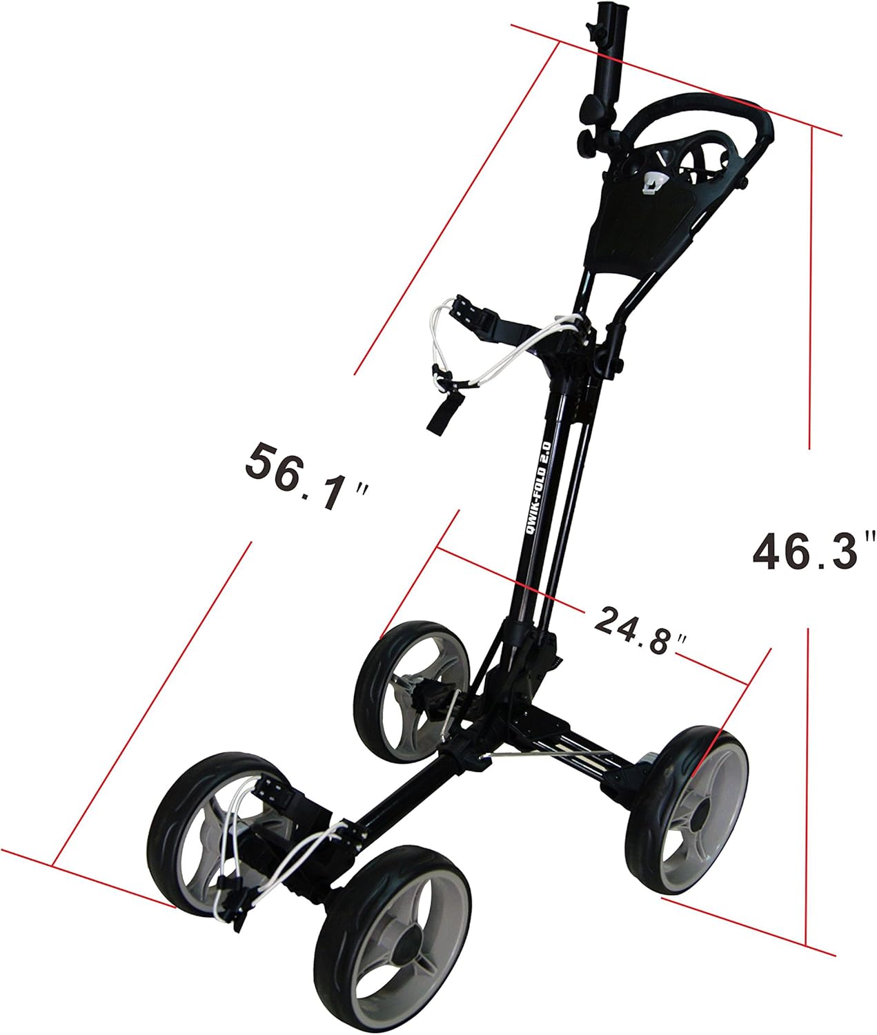 Folding Golf Push Cart 4 Wheel with Foot Brake – 1-Second Open & Close Golf Bag Cart, Adjustable Handle, Ball-Bearing Wheels, Lightweight Aluminum Frame, Umbrella Holder Included