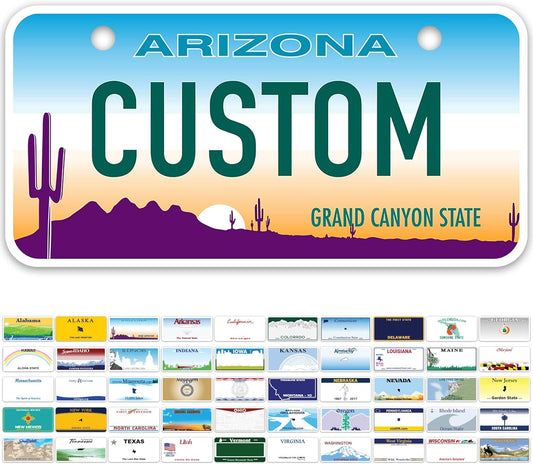 Mini License Plates, Personalized License Plates, Custom for Car, Bikes, ATV, Kids Car, Golf Cart, Jeep, 2x4 Inch, Rust-Free Fade Resistant Aluminum, USA Made by My Sign Center (Arizona)