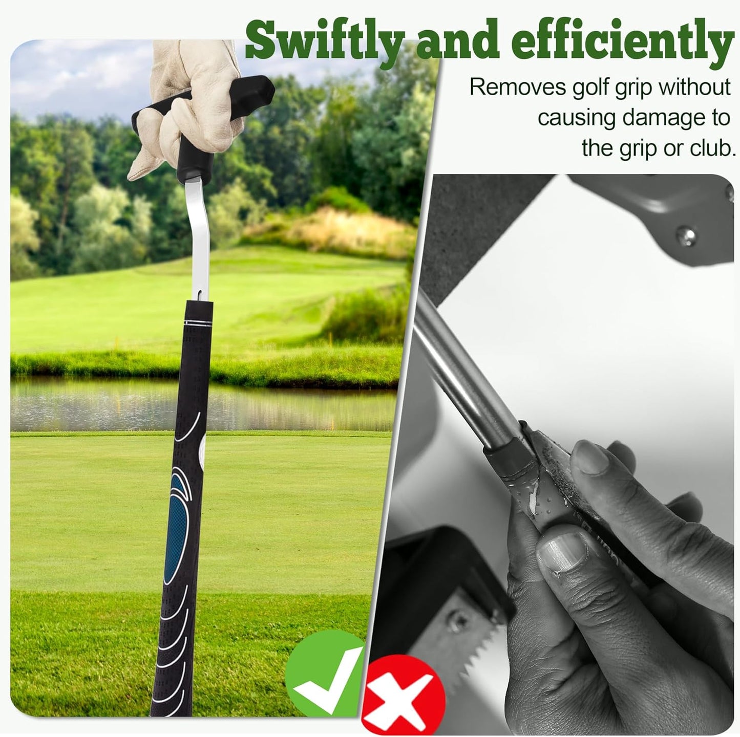 Golf Grip Removal Tool, 12.2" V-Groove Golf Grip Remover Saver Gripping Tool Standard Length Swinging Golf Grip Remover Kit