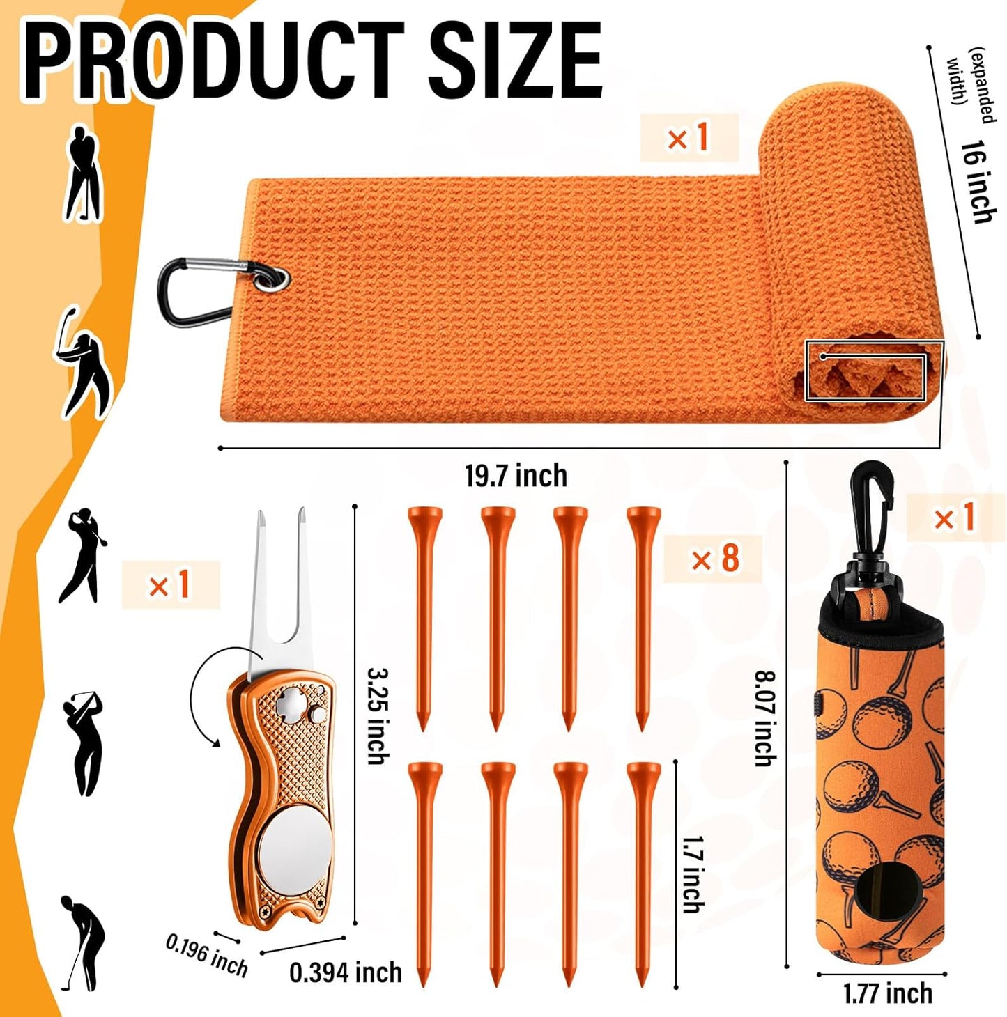 Liliful 12 Pcs Golf Accessories Kit, Include Golf Ball Bag with Hook Towel Tees Magnetic Ball Marker Divot Tool Cleaner Brush for Women Man Gifts