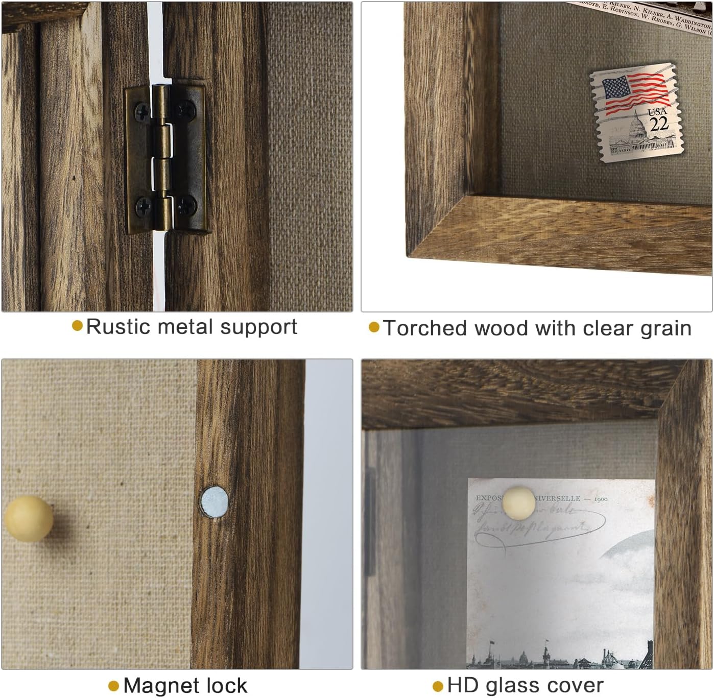 Love-KANKEI Shadow Box Display Case 11x14 Shadow Box Picture Frame with Linen Back Memorabilia Awards Medals Photos Wood Memory Box Gift Carbonized Black