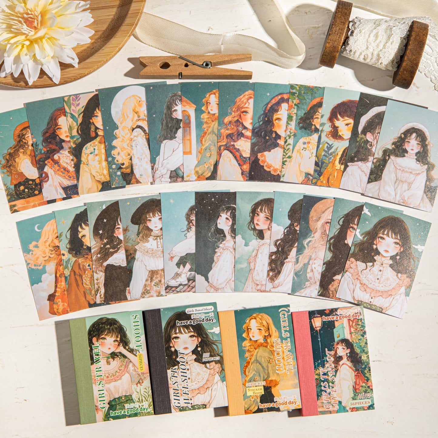 Girls Washi Sticker Book Set, 336PCS Cute Aesthetic Stickers for Scrapbooking, Journaling, DIY Crafts, and Art Supplies