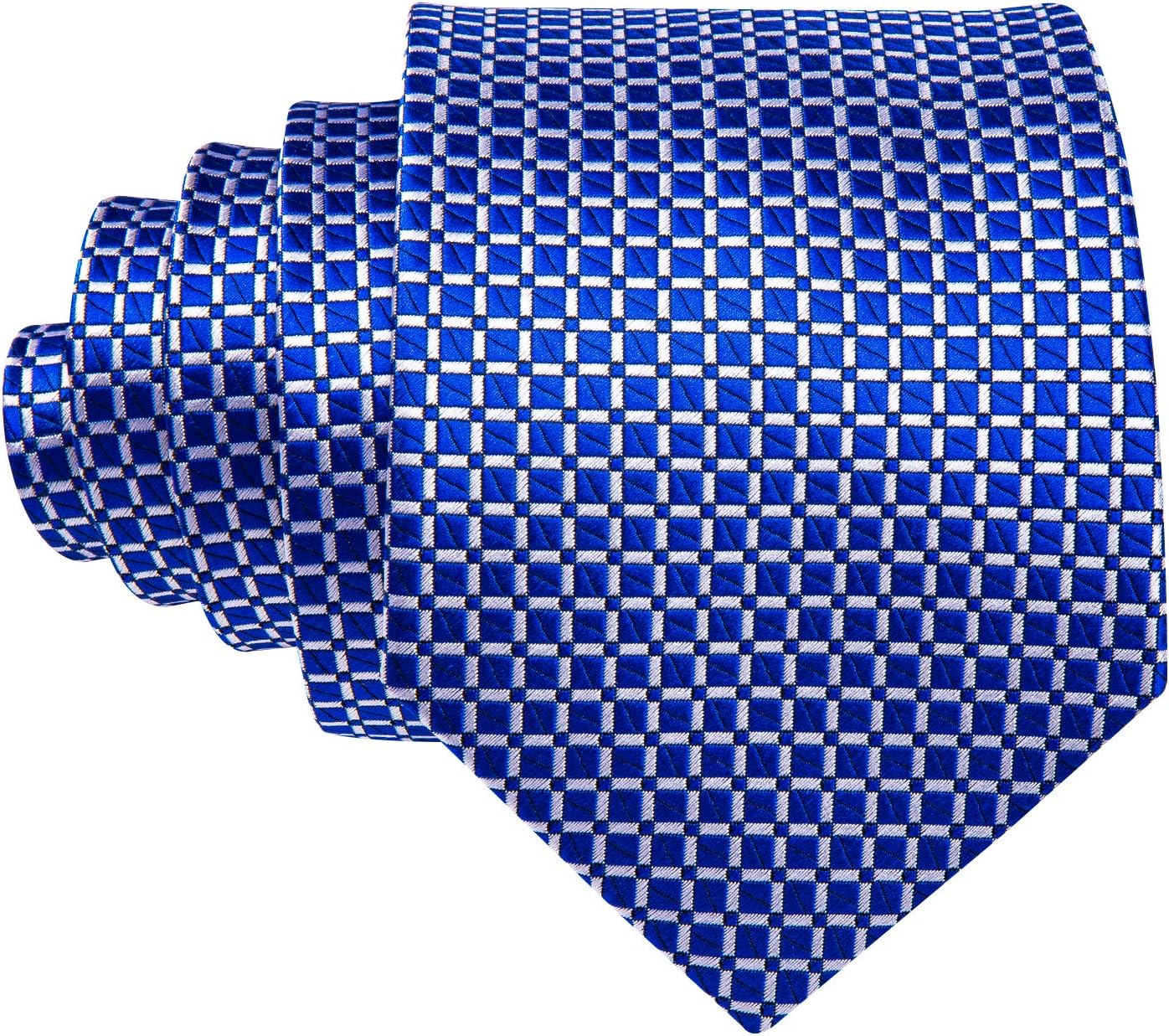 Barry.Wang Designer Classic Ties for Men Set Formal Pocket Square Cufflink Check Plaid