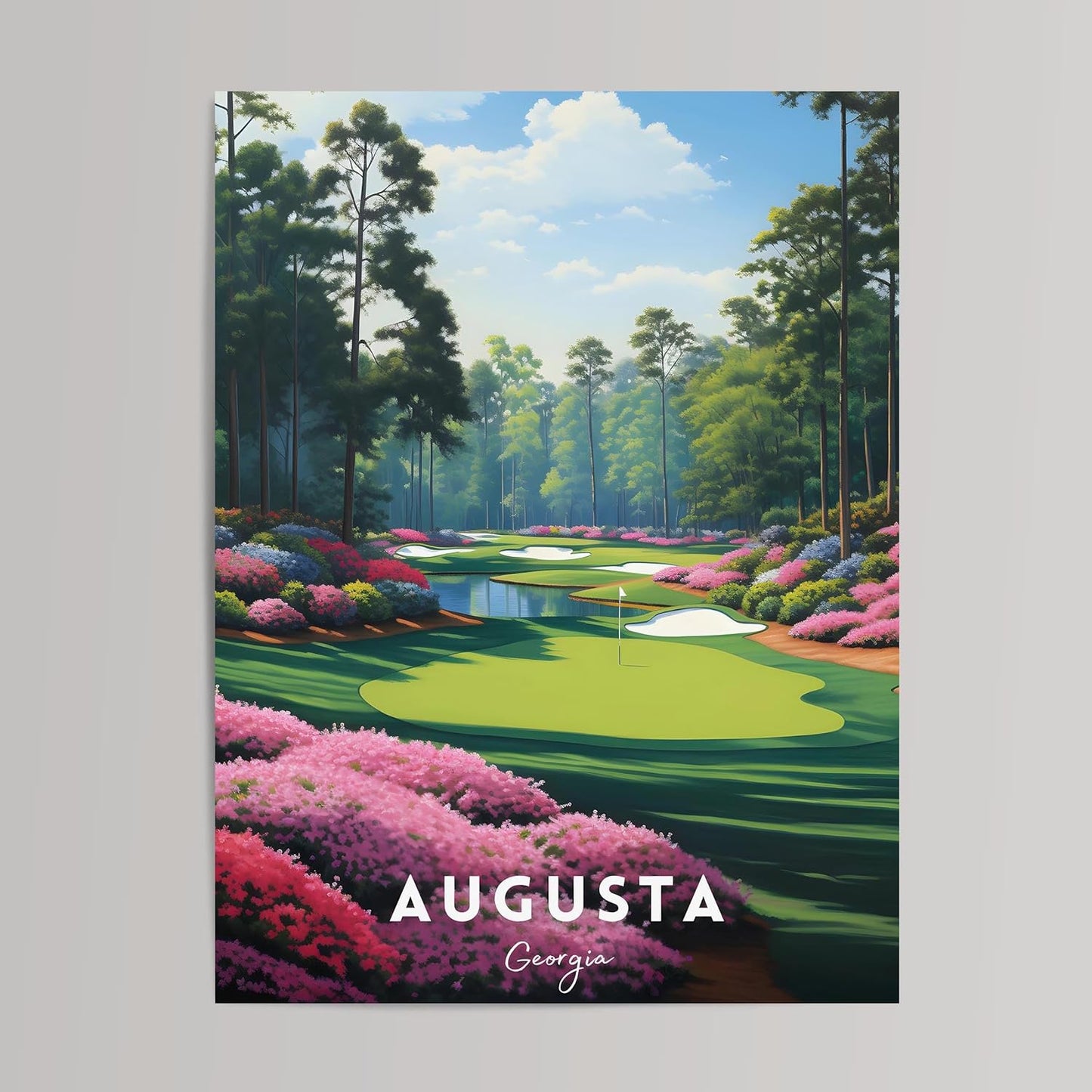 Golf Course Premium Giclee Fine Art Prints - Augusta, Pebble Beach, Pinehurst, Golf Course Posters, Golf Wall Art, Aesthetic Poster for Home Office Decor, Ready to Frame