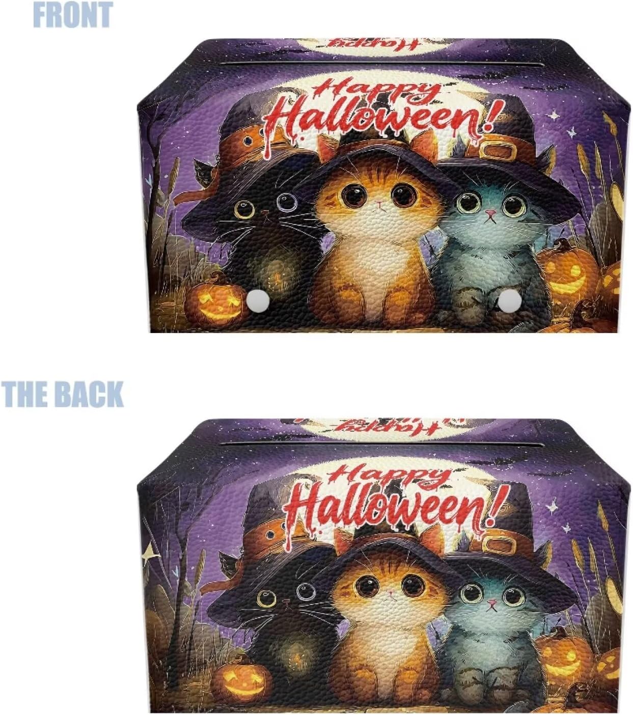 Happy Halloween Tissue Box Cover Holiday Home Decor Cute Cat Tissue Box Holder Modern Home Decor Facial Paper Organizer Holder for Office Bedroom Car Bathroom