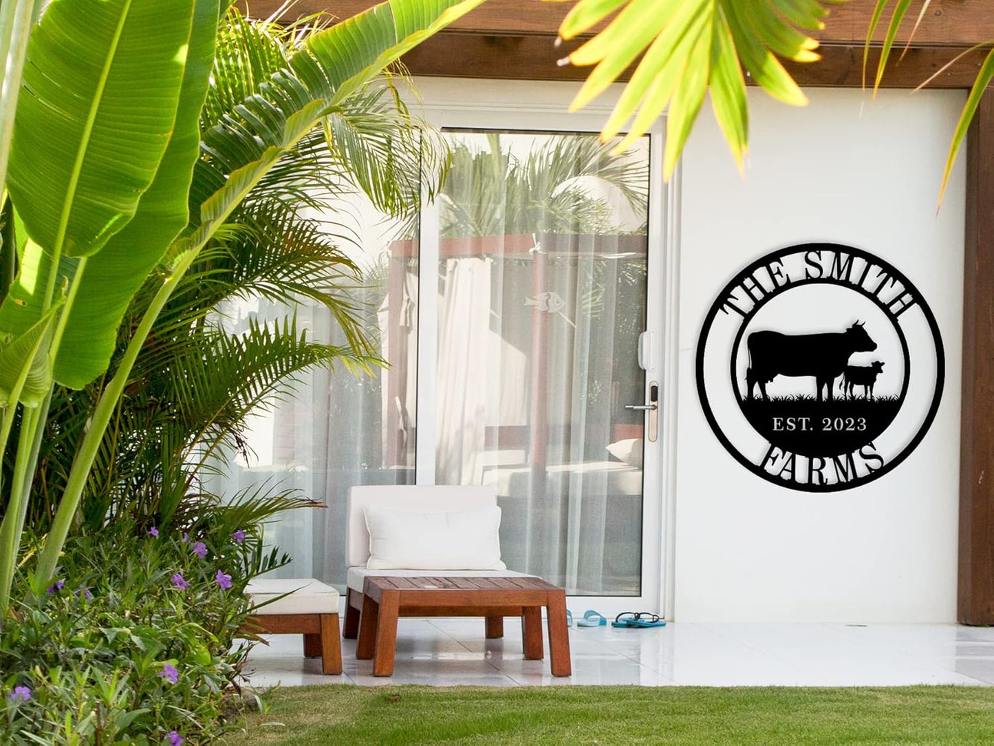 Personalized Cow Calf Metal Sign, Personalized Family Monogram Name Sign, Custom Cow Calf Farm Sign