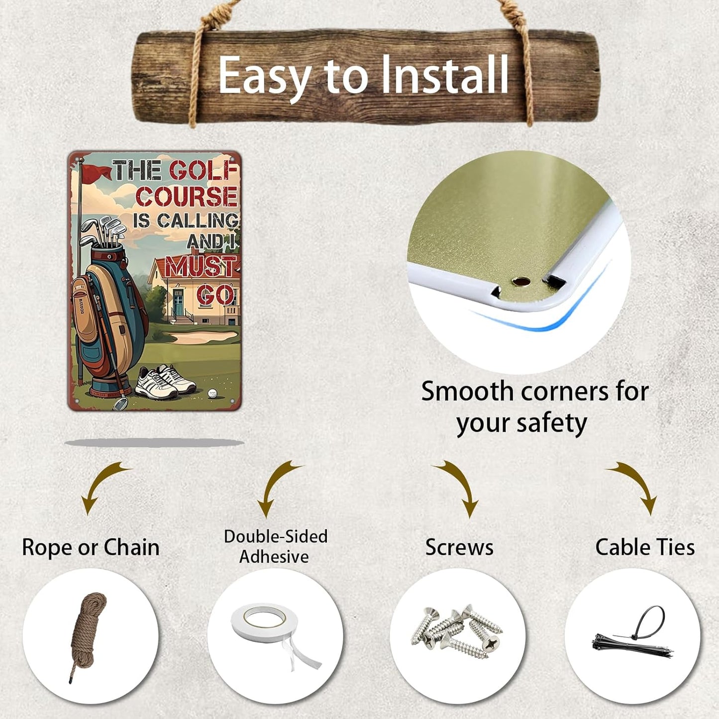 Golf Poster Golf Metal Tin Sign The Golf Course is Calling and I Must Go Poster Home Decor Garage Bar Restaurant Kitchen Cafe Bar Pub 8x12 Inch Wall Art Decor