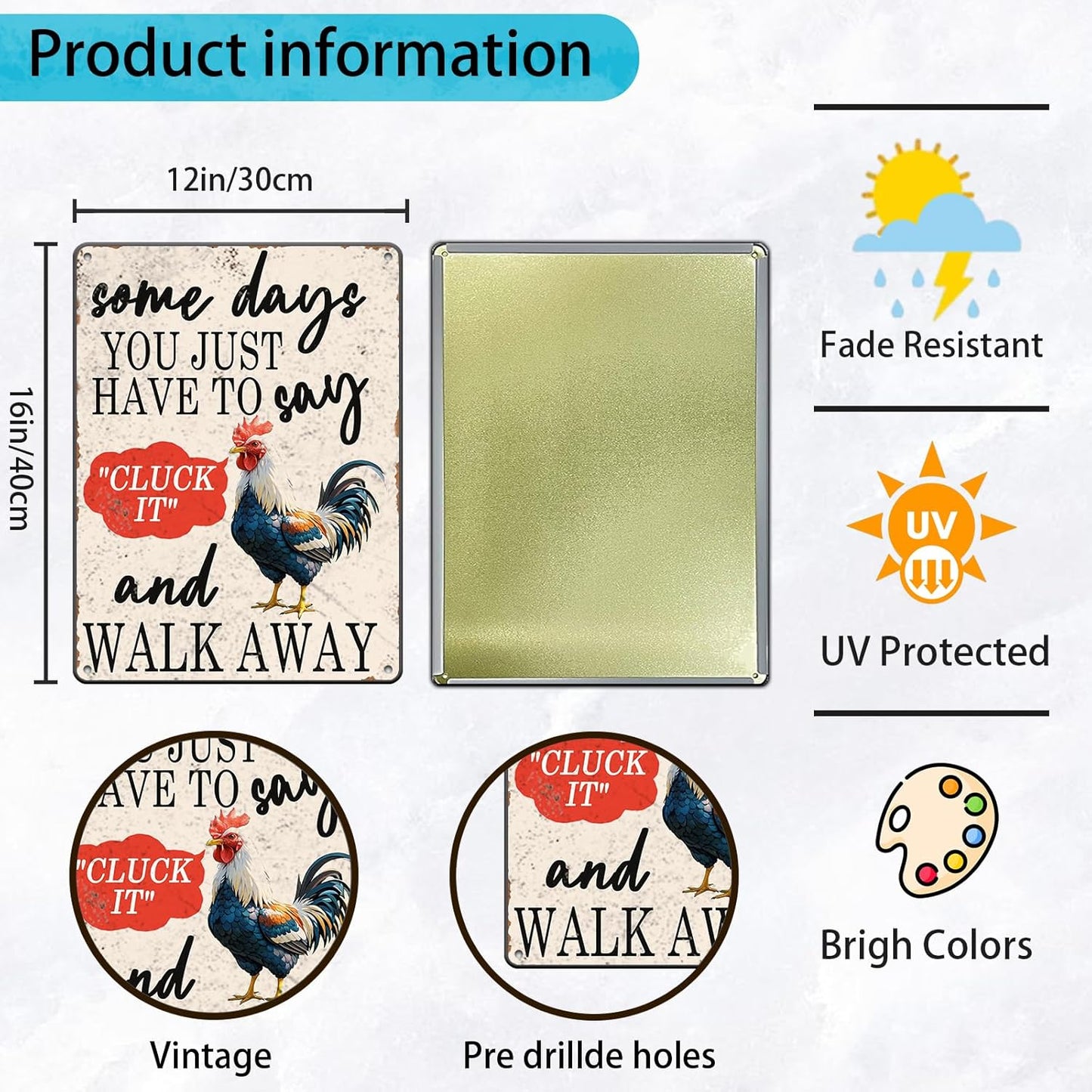 Chicken Rules Metal Tin Sign Chicken Coop Rules Iron Sign Home Decor Garage Bar Restaurant Wall Decor 12x16 Inch Funny Farm Plaque