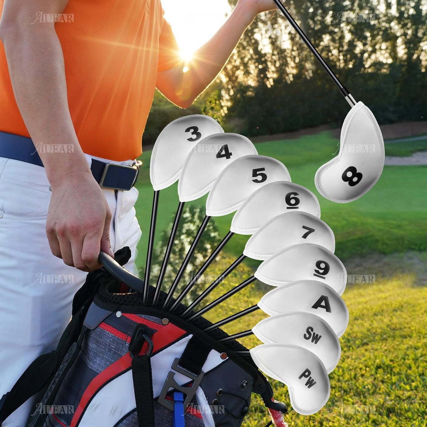 AUEAR, 11 Pack Golf Head Covers Neoprene Iron Putter Headcovers Set Fit All Brands