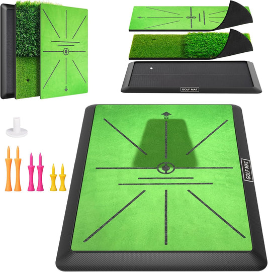 Golf Mat, Practice Outdoor Indoor for Training Chipping Show Swing Path, Hitting Turf Mat with Rubber Backing,Golf Accessories,Gifts for Men/Dad/Husband