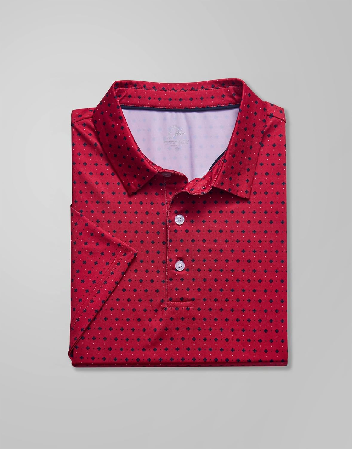 Obla Mens Golf Polo Shirts Short Sleeve Dry Fit Performance Moisture Wicking Casual Print Collared Golf Shirts for Men