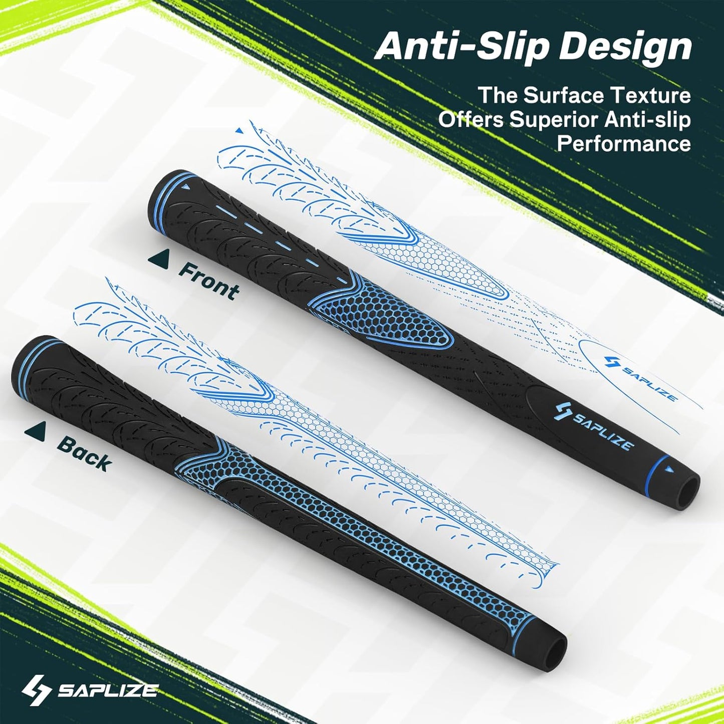 SAPLIZE CC01 Rubber Golf Grips, 4 Colors Available, Standard/Midsize Anti-Slip Rubber Golf Club Grips
