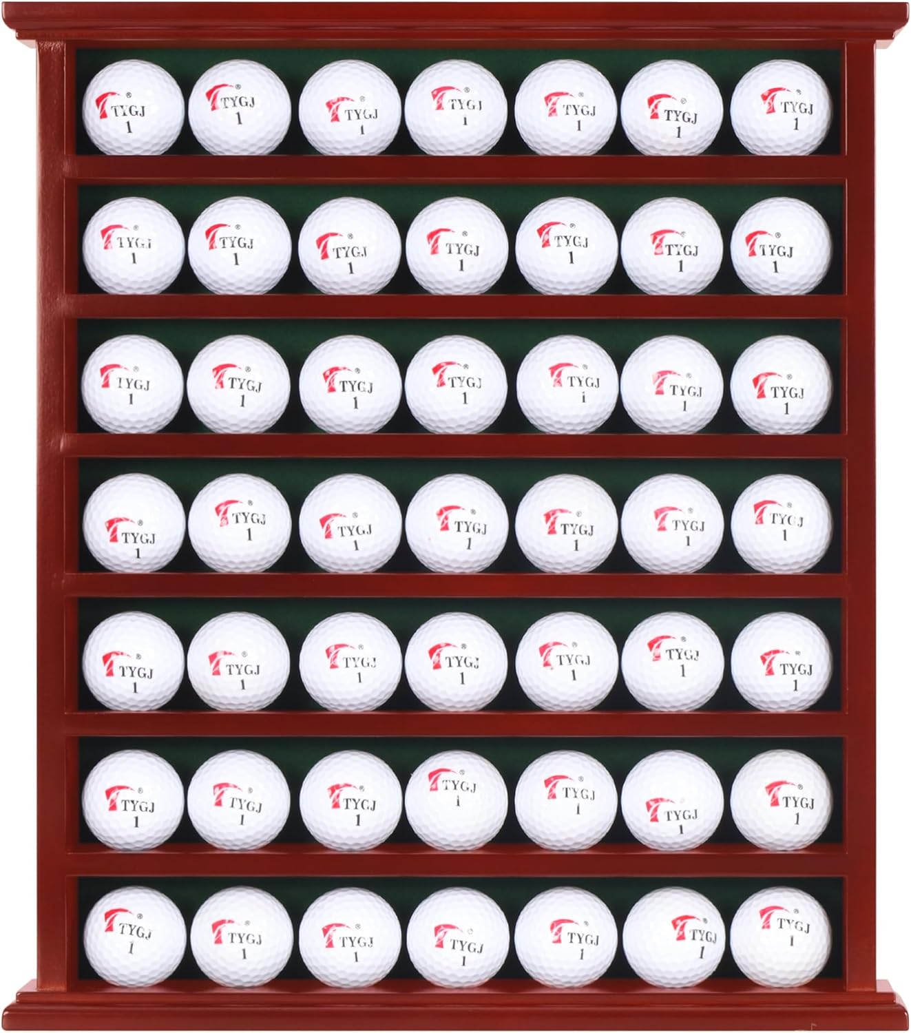 DisplayGifts Golf Gift 49-Golf Ball Display Case Cabinet Rack, No Door Open Rack Mahogany Finish