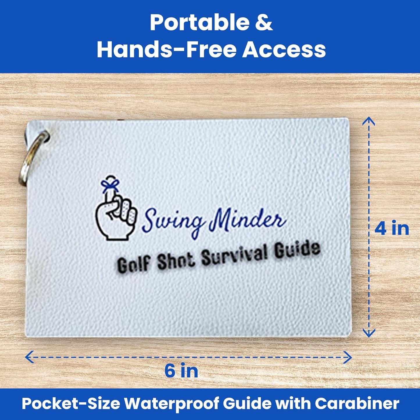 Swing Minder Golf Reference Cards - Step-by-Step Instructions for 33 of Golf's Hardest Shots - Ideal Golf Gifts for Men or Golf Bag Accessories - Waterproof PVC and Sturdy Carabiner for Easy Use