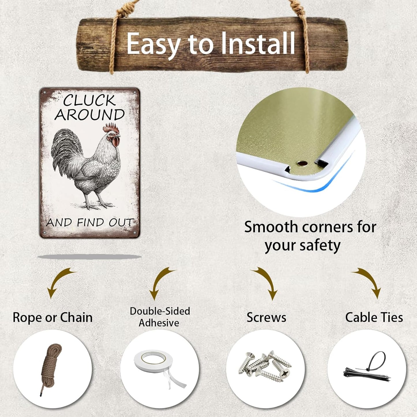 Vintage Tin Metal Aluminum Sign Chicken Cluck Around And Find Out Iron Painting Vintage Wall Decoration Poster For Home Garden Yard Garage Bar Shop 12x8 Inch