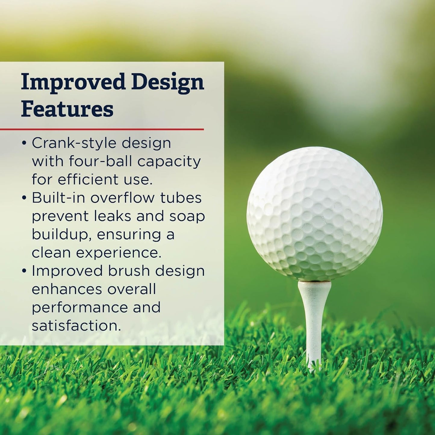 Standard Golf Classic Ball Washer - 4 Ball Capacity Golf Ball Cleaner | Improved Brush Design, Available in 7 Colors, Crank Style with Built-in Overflow Tubes | Perfect for Club Courses, Pros, & Home