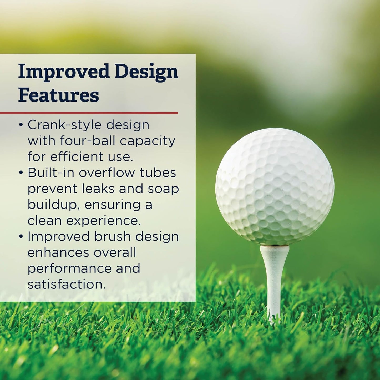 Standard Golf Classic Ball Washer - 4 Ball Capacity Golf Ball Cleaner | Improved Brush Design, Available in 7 Colors, Crank Style with Built-in Overflow Tubes | Perfect for Club Courses, Pros, & Home