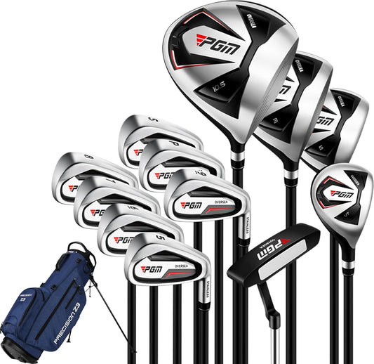 PGM Men's Oversea 9/12 Pieces Complete Golf Club Set with High-Strength Thin Face Design 460cc Driver High Forgiveness Ideal for Beginners