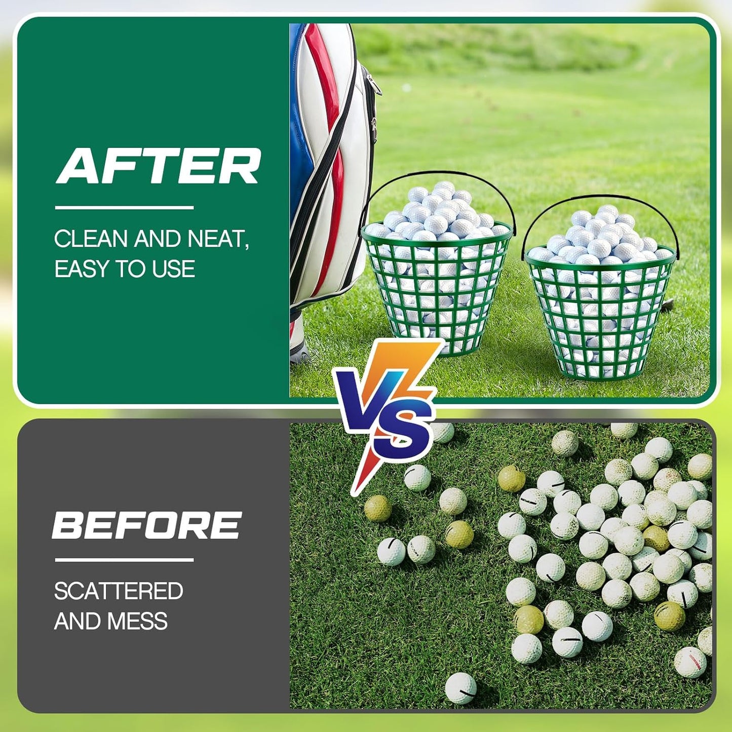 2 Pcs Golf Ball Basket, Can Hold Balls Golf Ball Container with Handle Ball Holder Contain Stadium Accessories Golf Ball Storage Bucket for Golf Storage Accessories