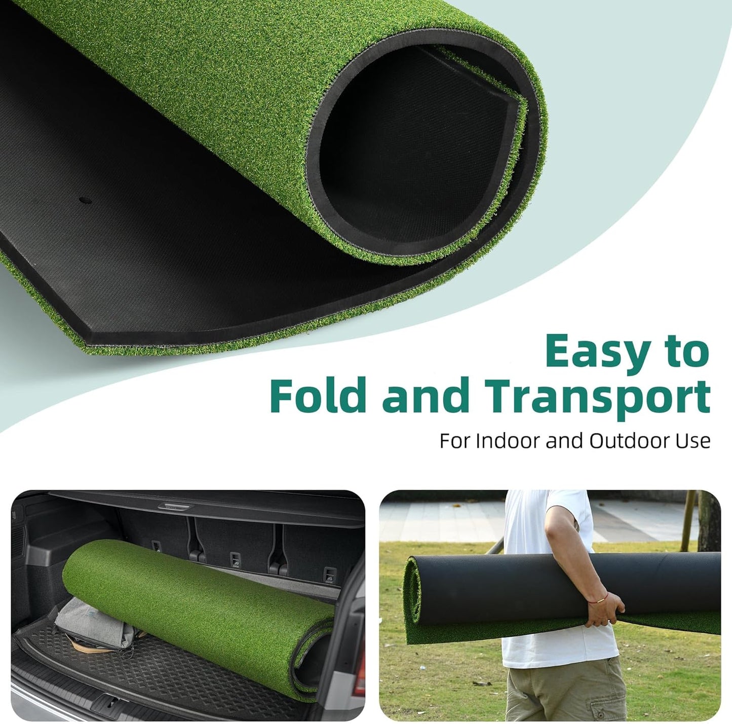 5x4ft Golf Hitting Mat, Thickened 21mm/31mm/36mm Artificial Turf Golf Practice Mats for Indoor Outdoor Backyard Driving Swing Training with 9 PU Balls, 3 Rubber Tees, 7 Tees