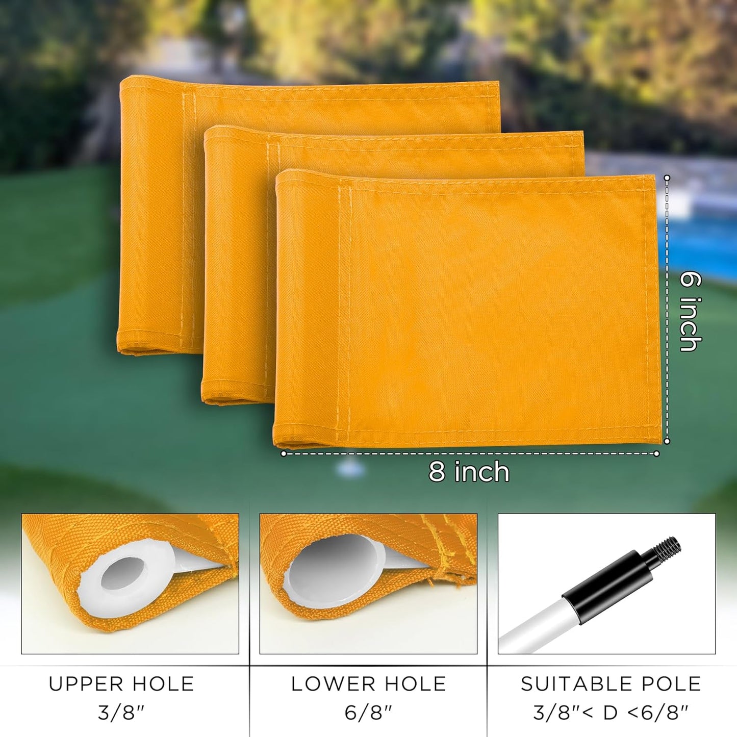 KINGTOP Solid Golf Flag All 8x6 Inch - 420D Nylon, Tube Inserted - Mini Putting Green Flags for Backyard Practice