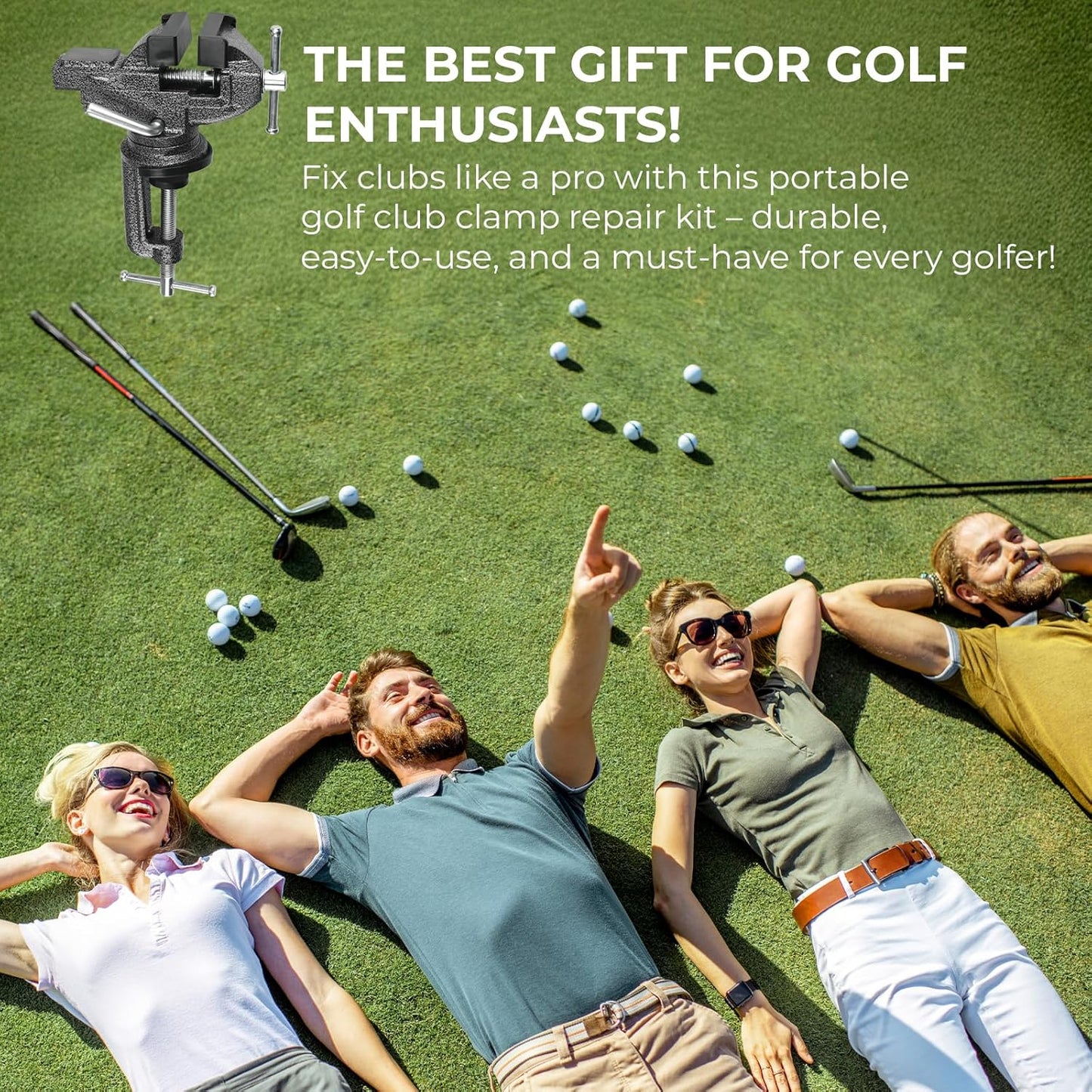 Golf Club Grip Vise Clamp Kit for Regripping, Removal & Replacement with 360-Degree Rotation Table Vise, 15 Double-Sided Tapes, Hook Knife, Scraper Knife, Gloves (No Solvent)