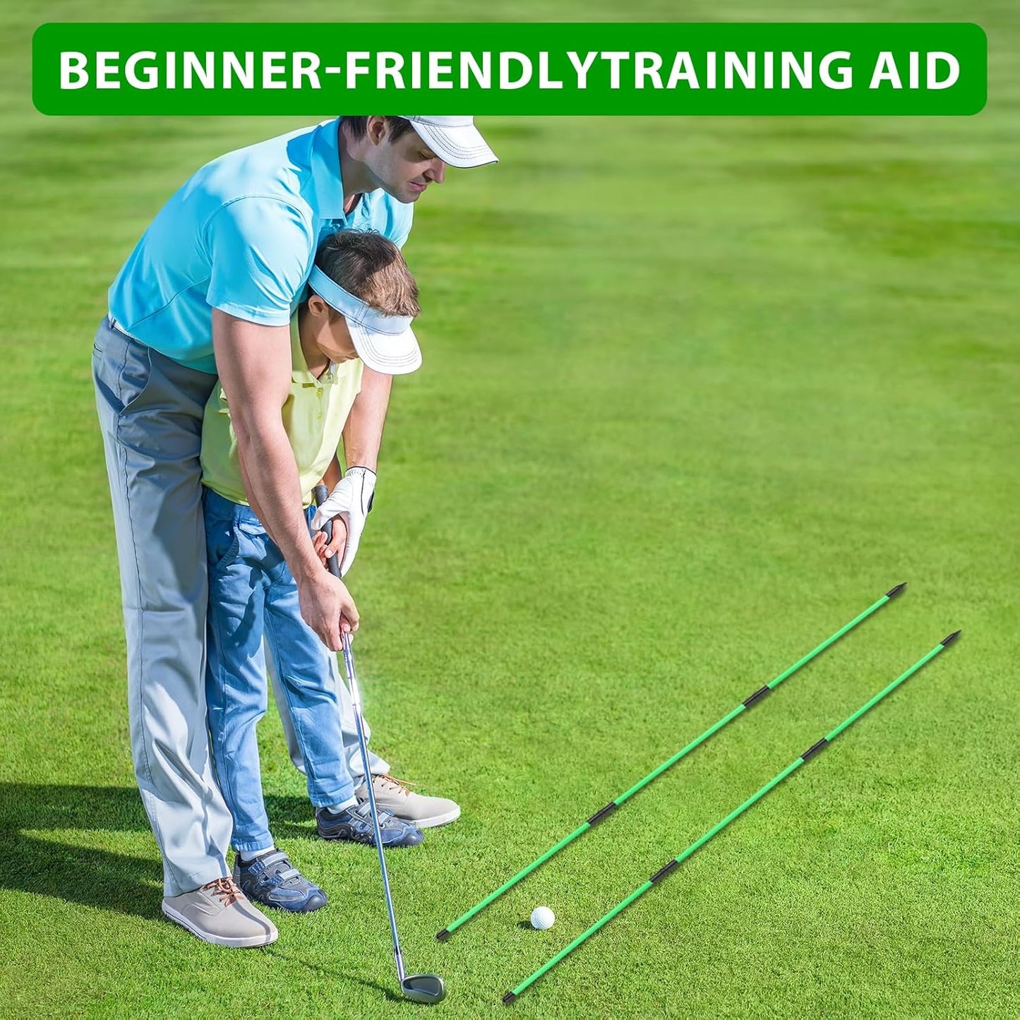 Golf Alignment Sticks 2 Packs 48" Foldable Alignment Stick Golf Training Aid for Golf Practice