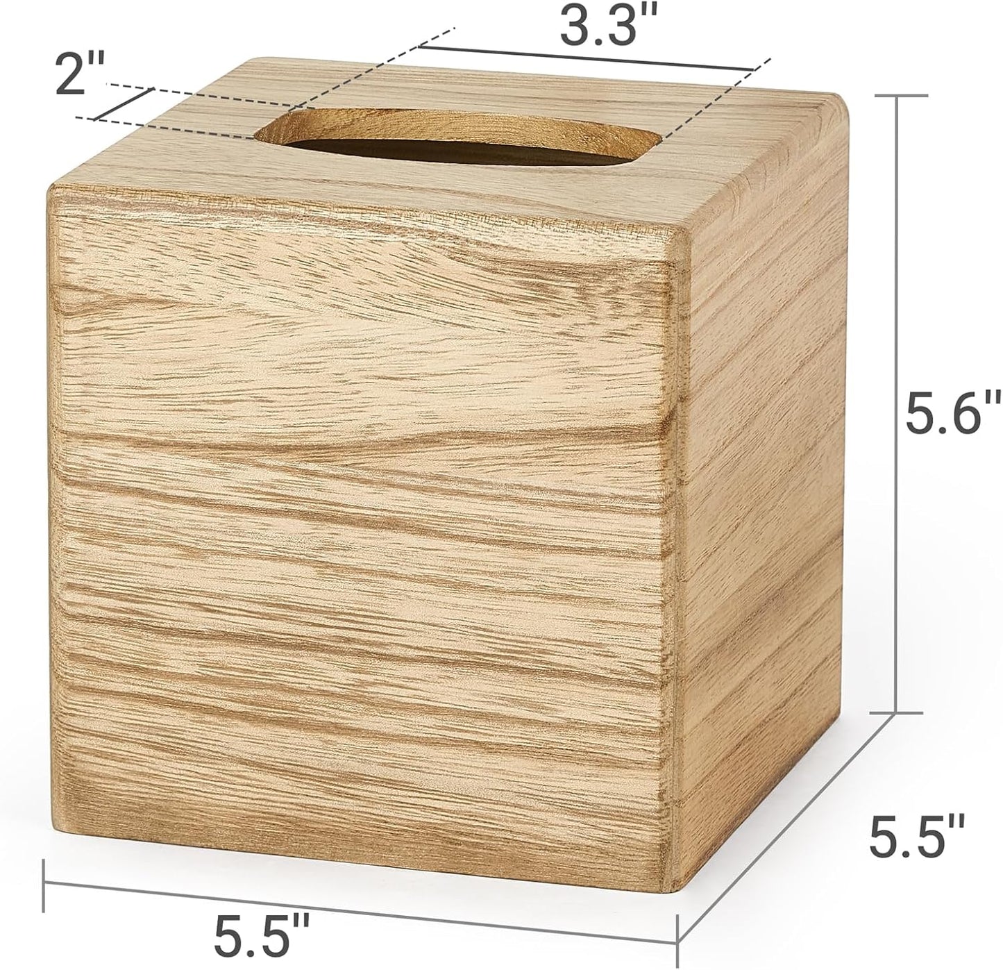Mkono Tissue Box Cover Square Open-Bottom Wood Tissue Box Holder Decorative Facial Cube Organizer Modern Farmhouse Decor for Bathroom Bedroom Dresser Living Room Office Dorm, Natural