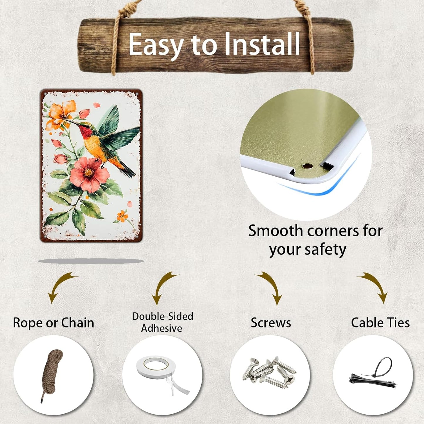 Anique Metal Tin Sign Hummingbird Watercolor Colorful Bird Metal Sign Hummingbird Art Decor Hummingbird Paradise Wall Sign 8x12 Inch