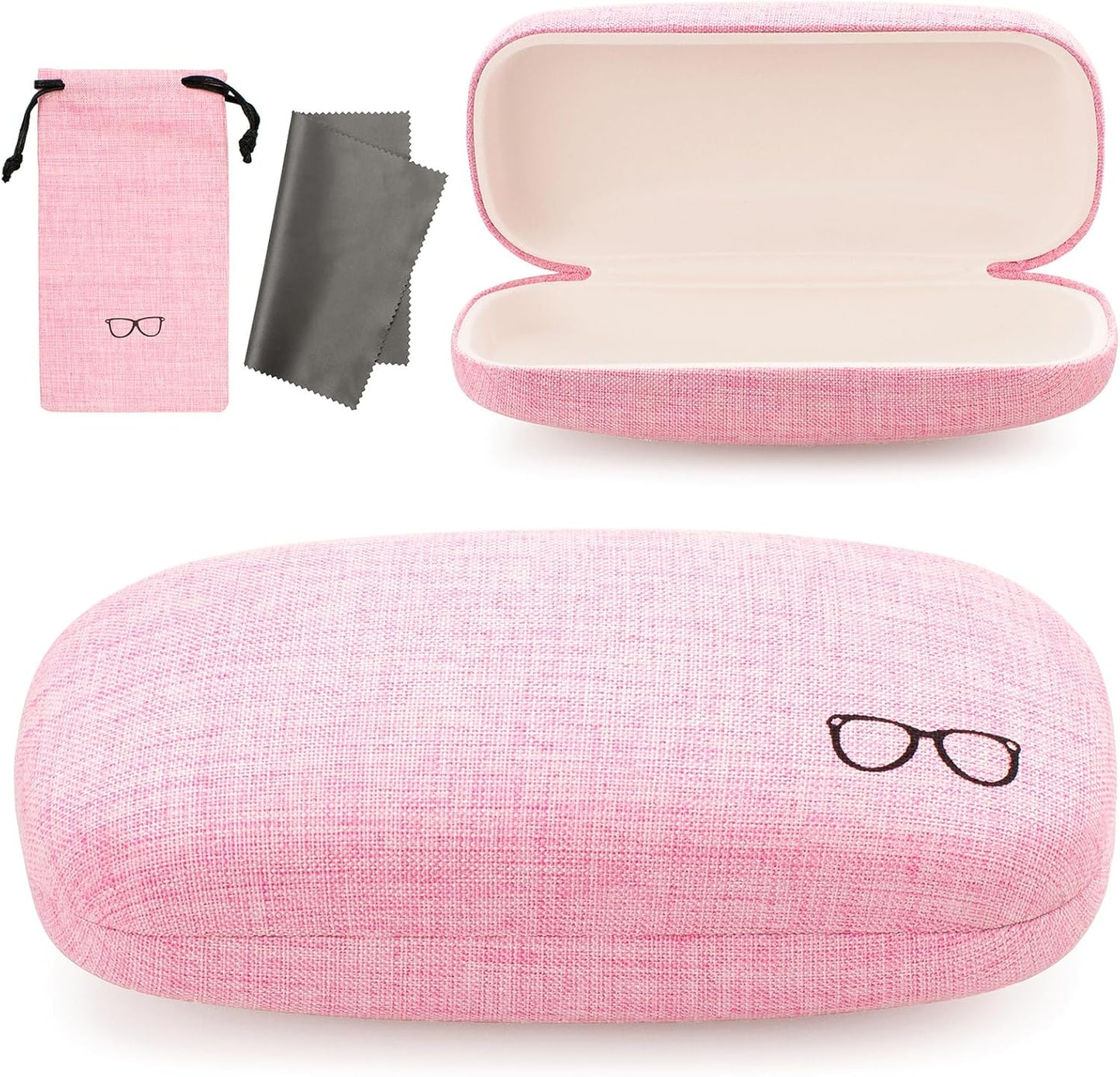 Vemiss Hard Shell Eyeglasses Cases, Linen Fabrics Protector Sunglasses Case, Large Glasses Case