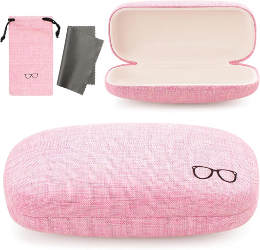 Vemiss Hard Shell Eyeglasses Cases, Linen Fabrics Protector Sunglasses Case, Large Glasses Case