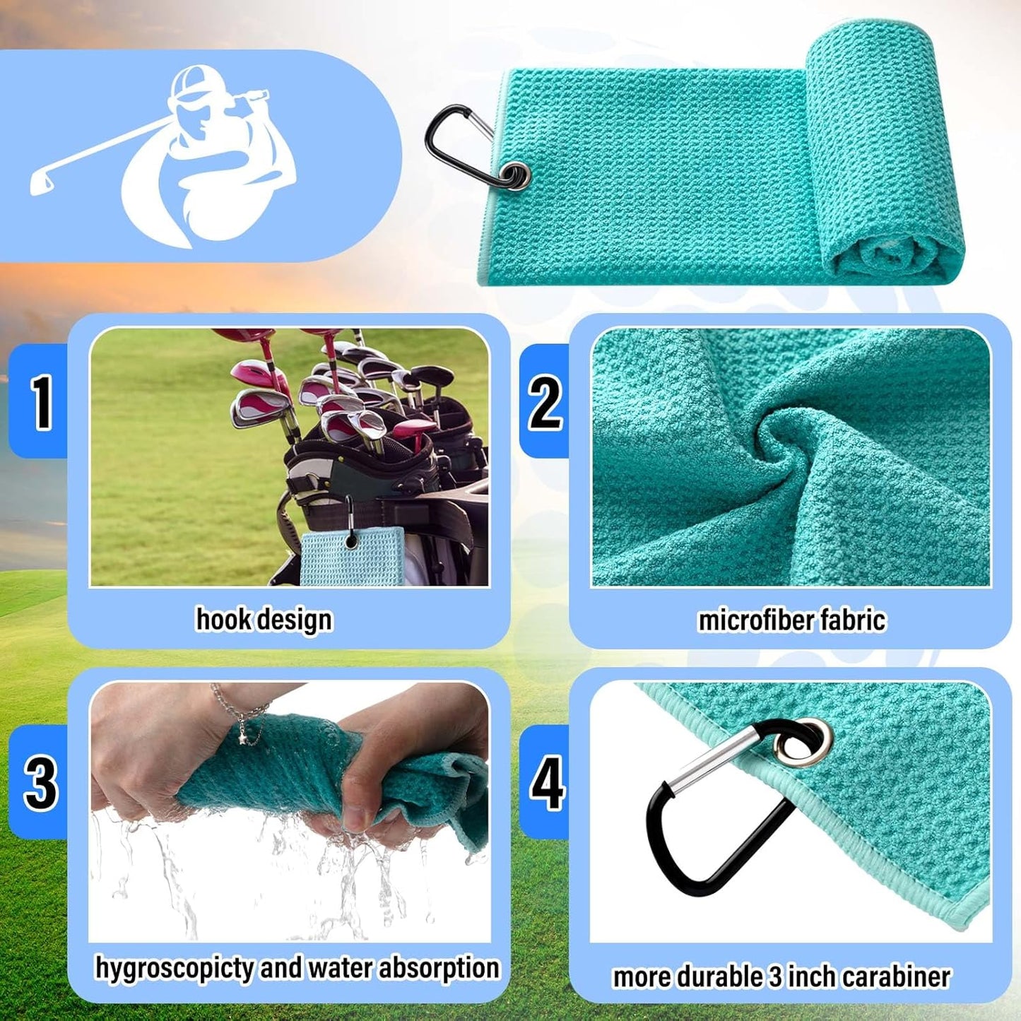 Liliful 12 Pcs Golf Accessories Kit, Include Golf Ball Bag with Hook Towel Tees Magnetic Ball Marker Divot Tool Cleaner Brush for Women Man Gifts