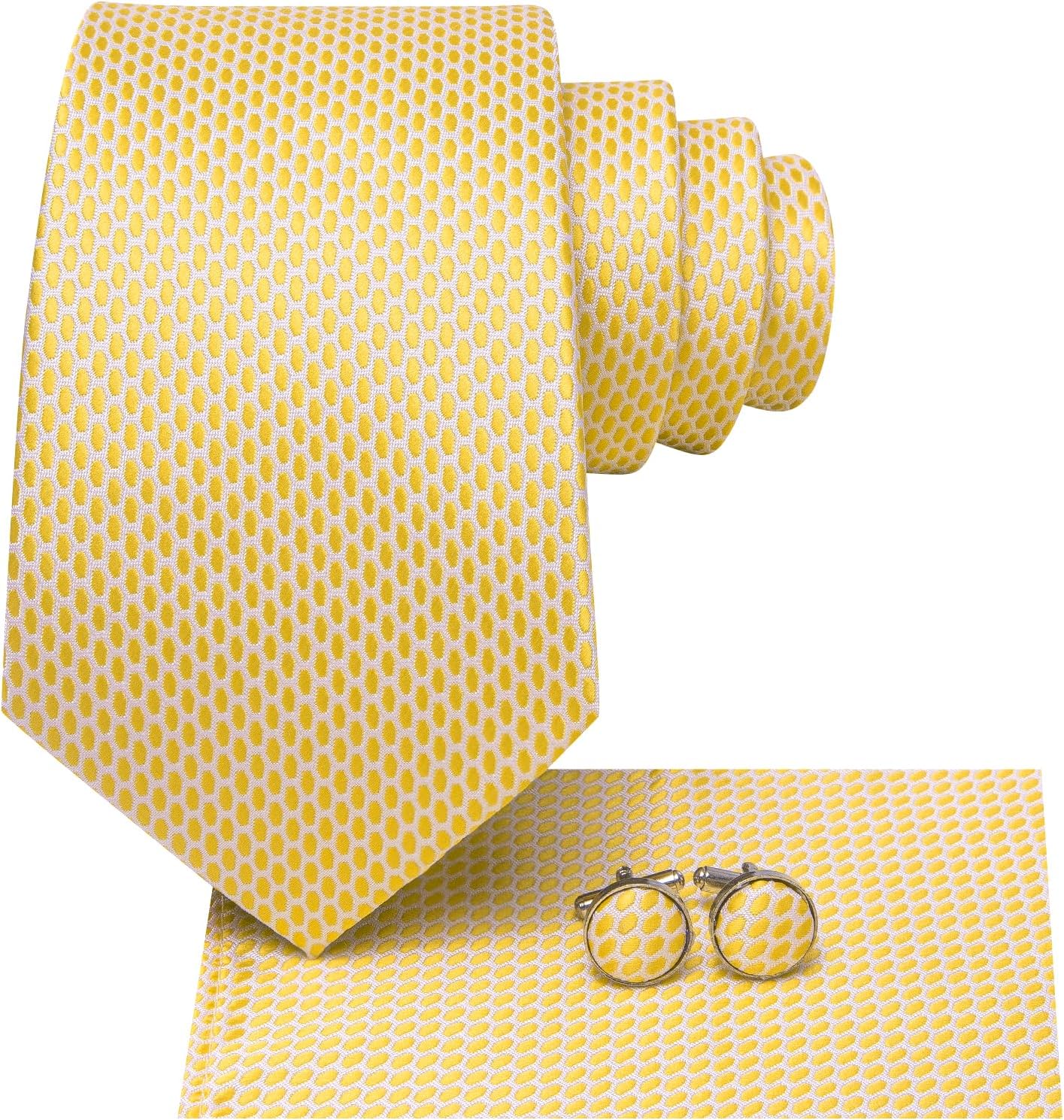 Hi-Tie Men 63inches Tie Set Extra Long Necktie Paisley Tie Pocket Suqare Cufflinks Big and Tall Men Tie