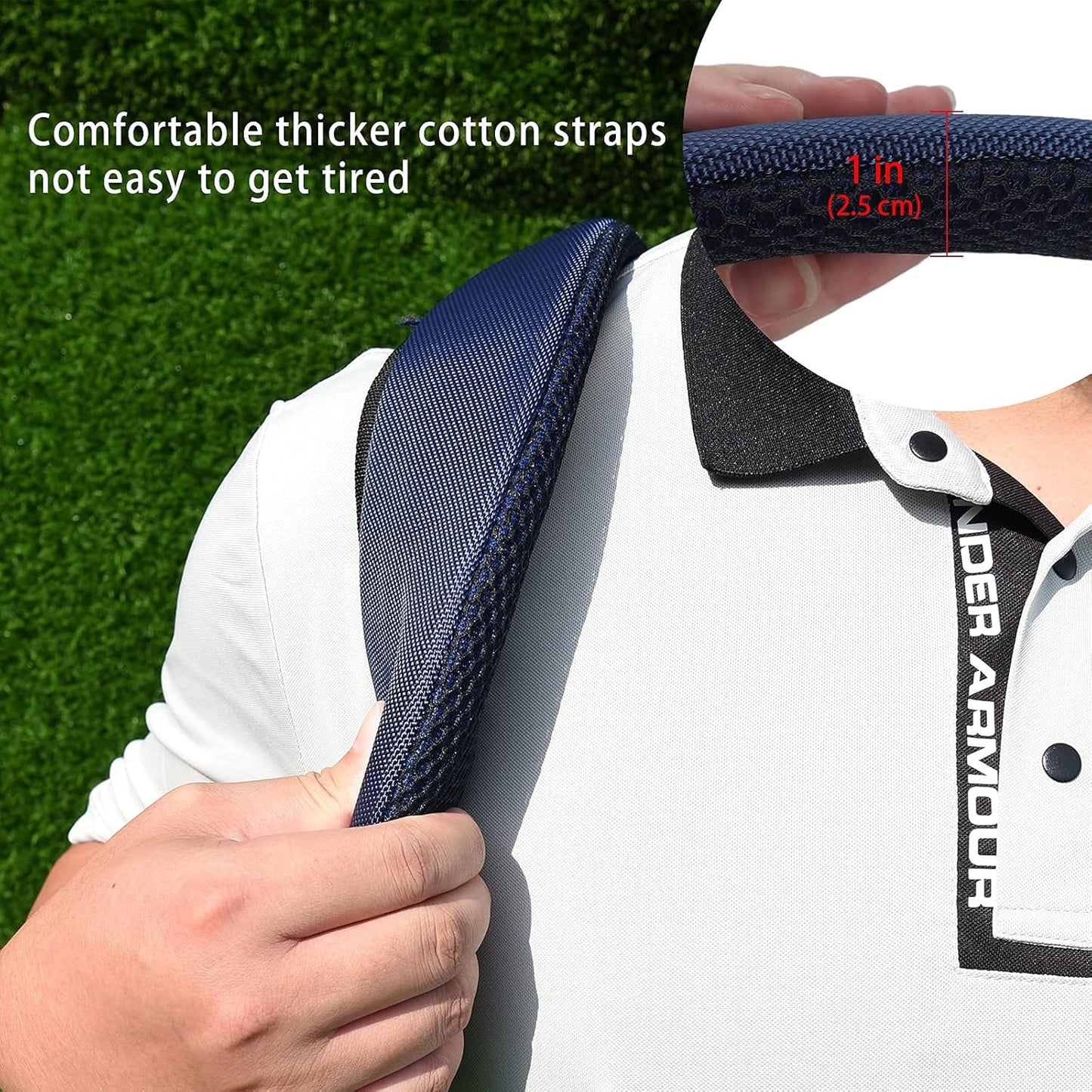 BIG TEETH Golf Bag Strap,Adjustable Padded Bag Strap Replacement,Golf Double Shoulder Bag Straps with 4Pcs Rotate Hooks